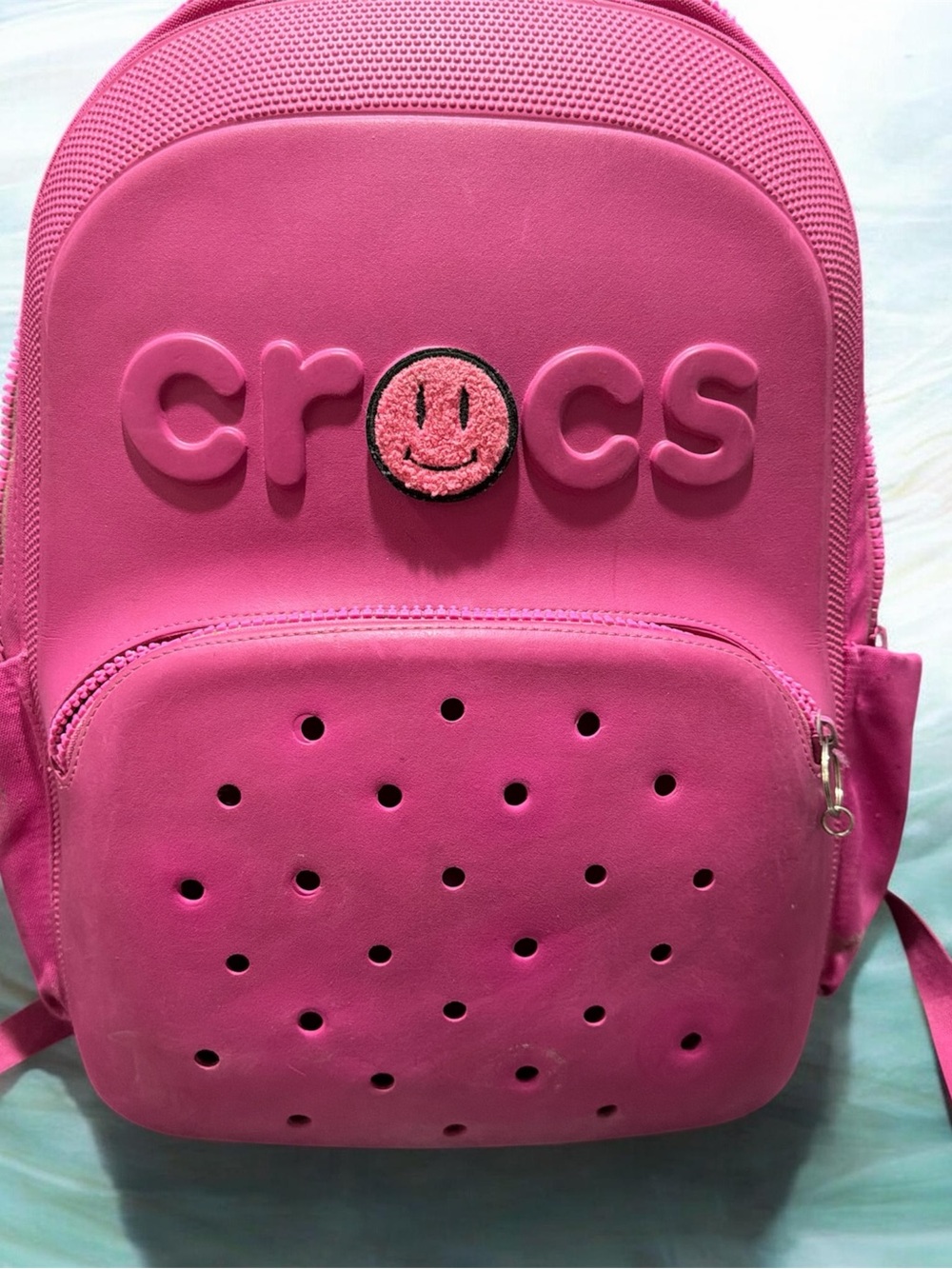 CROCS Kids Bright Pink Backpack with Smile Jibbitz